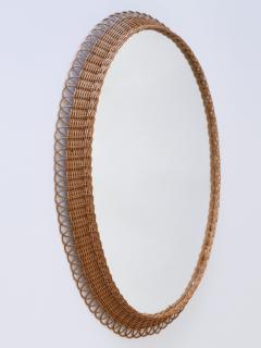 Decorative Mid Century Modern Rattan Oval Wall Mirror Germany 1960s - 2966675