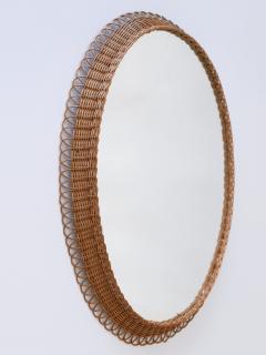 Decorative Mid Century Modern Rattan Oval Wall Mirror Germany 1960s - 2966676