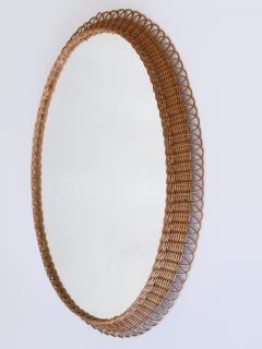 Decorative Mid Century Modern Rattan Oval Wall Mirror Germany 1960s - 2966681