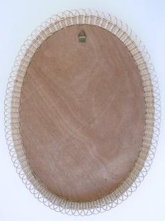 Decorative Mid Century Modern Rattan Oval Wall Mirror Germany 1960s - 2966684