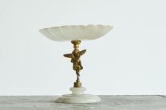 Decorative Scalloped Pedestal Bowl in Soapstone and Brass Early 20th Century - 4582714
