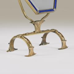Decorative blue enamel and brass Art Nouvaeu dressing table mirror England 1910 - 4530636