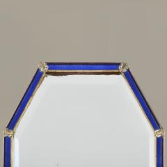 Decorative blue enamel and brass Art Nouvaeu dressing table mirror England 1910 - 4530637