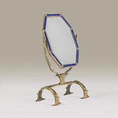 Decorative blue enamel and brass Art Nouvaeu dressing table mirror England 1910 - 4530638