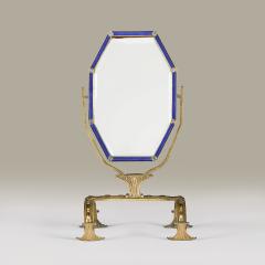 Decorative blue enamel and brass Art Nouvaeu dressing table mirror England 1910 - 4531391