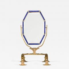 Decorative blue enamel and brass Art Nouvaeu dressing table mirror England 1910 - 4531392