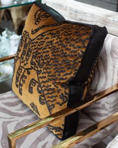 Dedar Tiger Mountain Fauve Black and Gold Velvet Pillow by Studio Maison Nurita - 2854587