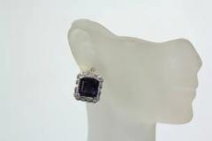 Deep Purple Amethyst 10 Carat Diamond Earrings 18 Karat White Gold - 3448777