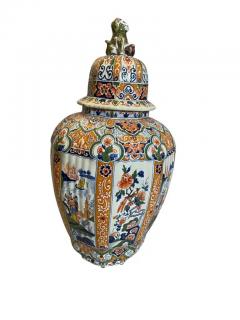 Delft Polychrome Decorated Melon Form Covered Vase - 4130170