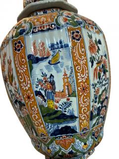 Delft Polychrome Decorated Melon Form Covered Vase - 4130217