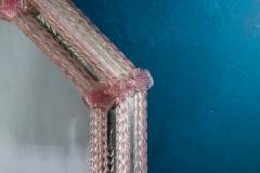 Delicate Midcentury Octagonal Venetian Pink Murano Glass Mirror - 3051524