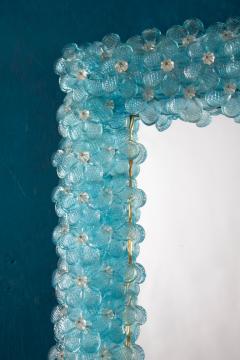 Delicious Aquamarine Blu Flower Murano Glass Mirror 1970 - 2530383