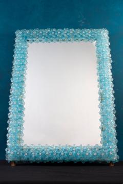 Delicious Aquamarine Blu Flower Murano Glass Mirror 1970 - 2530388