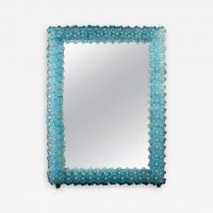 Delicious Aquamarine Blu Flower Murano Glass Mirror 1970 - 2530437