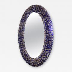 Delicious Blu Flower Oval Shaped Murano Glass Mirror - 2021523