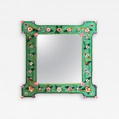 Delicious Venetian Murano Glass Mirror with Multicolor Flowers - 2158482