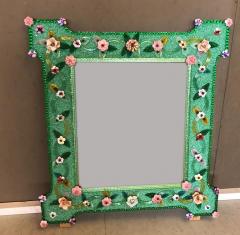 Delicious Venetian Murano Glass Mirror with Multicolor Flowers - 2855082