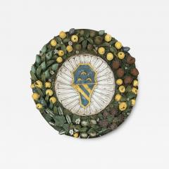 Della Robbia Large Della Robbia Style glazed Terracotta Tondo Decorative Wall Sculpture - 3637243