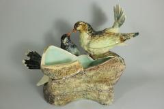 Delphin Massier Delphin Massier Majolica Dove Vase Figural - 1900449