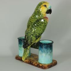 Delphin Massier Delphin Massier Majolica Parrot Figural Vase - 1935428