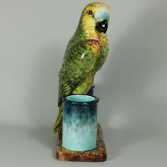 Delphin Massier Delphin Massier Majolica Parrot Figural Vase - 1935432