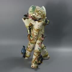 Delphin Massier Majolica Birds on Bamboo Vase - 4263117
