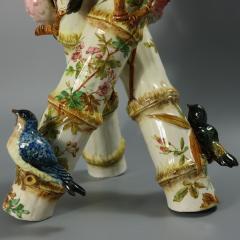 Delphin Massier Majolica Birds on Bamboo Vase - 4263123