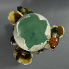 Delphin Massier Majolica Birds on Bamboo Vase - 4263124