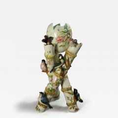 Delphin Massier Majolica Birds on Bamboo Vase - 4267281
