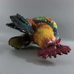 Delphin Massier Majolica Rooster Cockerel Figural Vase - 2409106