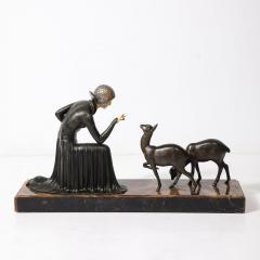 Demetre Haralamb Chiparus Art Deco Elegante Aux Biches on Alabaster Base signed D Constan by Chiparus - 4231136