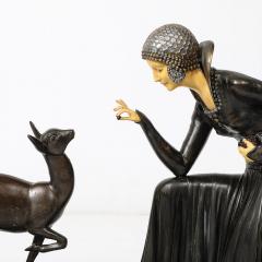 Demetre Haralamb Chiparus Art Deco Elegante Aux Biches on Alabaster Base signed D Constan by Chiparus - 4231143