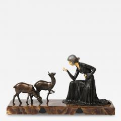 Demetre Haralamb Chiparus Art Deco Elegante Aux Biches on Alabaster Base signed D Constan by Chiparus - 4231500
