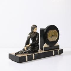 Demetre Haralamb Chiparus Art Deco Emoy Mantelpiece Clock with Seated Flapper in the Manner of Chiparus - 4744759