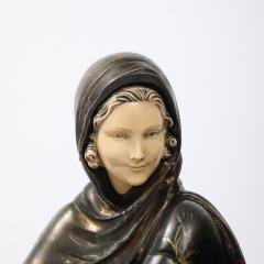 Demetre Haralamb Chiparus Art Deco Emoy Mantelpiece Clock with Seated Flapper in the Manner of Chiparus - 4744769