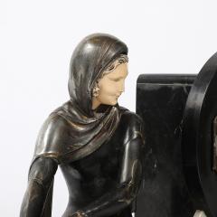 Demetre Haralamb Chiparus Art Deco Emoy Mantelpiece Clock with Seated Flapper in the Manner of Chiparus - 4744776