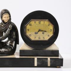 Demetre Haralamb Chiparus Art Deco Emoy Mantelpiece Clock with Seated Flapper in the Manner of Chiparus - 4744837