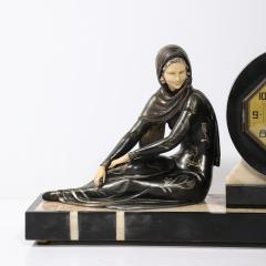 Demetre Haralamb Chiparus Art Deco Emoy Mantelpiece Clock with Seated Flapper in the Manner of Chiparus - 4744846