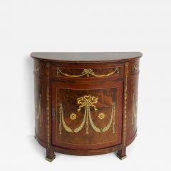 Demi lune Console Cabinet with Inlays and Embellished with Painted Decorations - 4454530