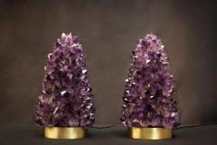 Demian Quincke Pair of Natural Amethyst Table Lamps Signed by Demian Quincke - 1358545