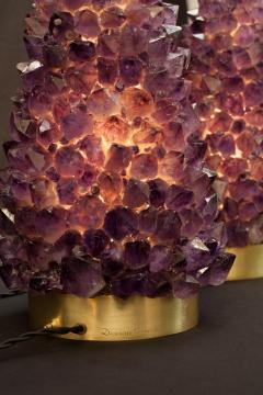 Demian Quincke Pair of Natural Amethyst Table Lamps Signed by Demian Quincke - 1358548