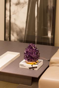 Demian Quincke Pair of Natural Amethyst Table Lamps Signed by Demian Quincke - 925999