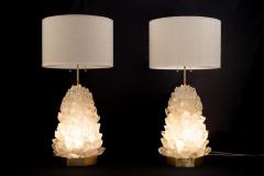 Demian Quincke Pair of Natural Crystal Table Lamps Signed by Demian Quincke - 1358537
