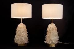 Demian Quincke Pair of Natural Crystal Table Lamps Signed by Demian Quincke - 1358538