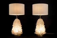 Demian Quincke Pair of Natural Crystal Table Lamps Signed by Demian Quincke - 1358539