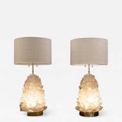 Demian Quincke Pair of Natural Crystal Table Lamps Signed by Demian Quincke - 1365977