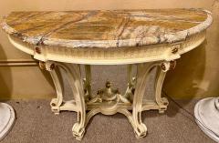 Demilune Console Hollywood Regency Style Marble Top with Beveled Mirror Back - 2975623