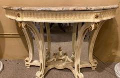 Demilune Console Hollywood Regency Style Marble Top with Beveled Mirror Back - 2975624