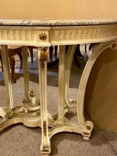 Demilune Console Hollywood Regency Style Marble Top with Beveled Mirror Back - 2975626