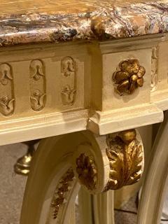 Demilune Console Hollywood Regency Style Marble Top with Beveled Mirror Back - 2975628